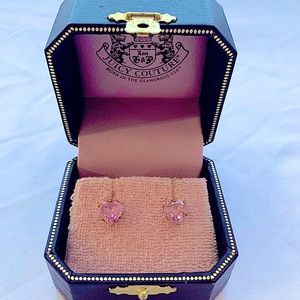 EUC Juicy Couture Pink Crystal Heart Earrings
